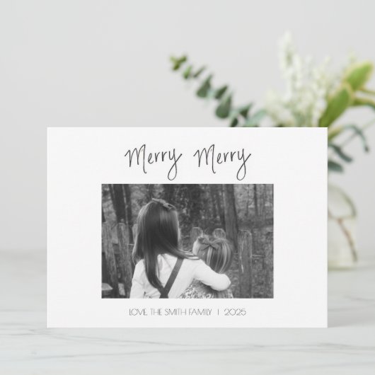 Merry Merry Minimalist - Handwritten Holiday Card Feestdagenkaart (Staand voorkant)