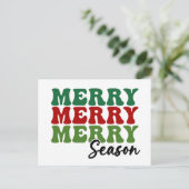 Merry Merry Season - Retro Holiday Art Briefkaart (Staand voorkant)