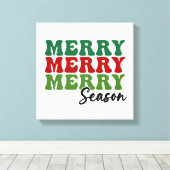 Merry Merry Season - Retro Holiday Art Canvas Afdruk (Insitu (Houten vloer))