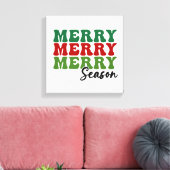 Merry Merry Season - Retro Holiday Art Canvas Afdruk (Insitu (Woonkamer))
