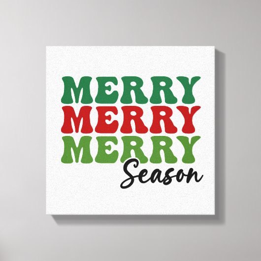 Merry Merry Season - Retro Holiday Art Canvas Afdruk (Voorkant)