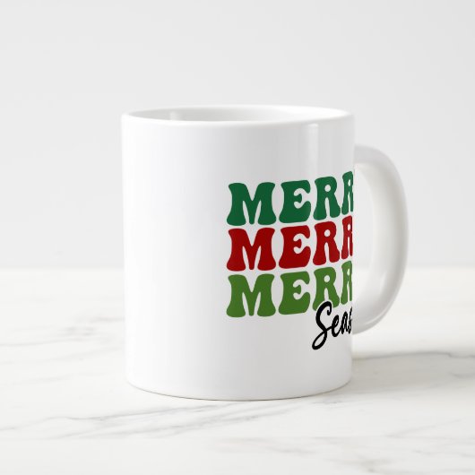 Merry Merry Season - Retro Holiday Art Grote Koffiekop (Voorkant rechts)