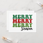 Merry Merry Season - Retro Holiday Art Kaart (Voorkant / Achterkant in situ)