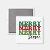 Merry Merry Season - Retro Holiday Art Magneet (Voorkant / Achterkant)
