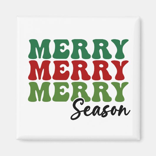 Merry Merry Season - Retro Holiday Art Magneet (Voorkant)