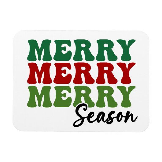 Merry Merry Season - Retro Holiday Art Magneet (Horizontaal)
