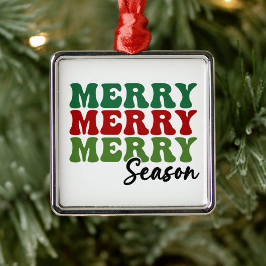 Merry Merry Season - Retro Holiday Art Metalen Ornament (Boom)