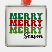 Merry Merry Season - Retro Holiday Art Metalen Ornament (Voorkant)