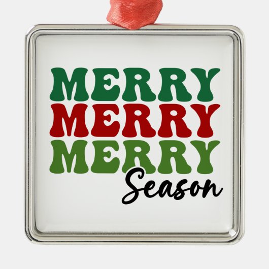 Merry Merry Season - Retro Holiday Art Metalen Ornament (Voorkant)