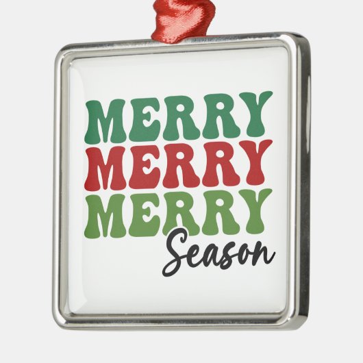Merry Merry Season - Retro Holiday Art Metalen Ornament (Links)