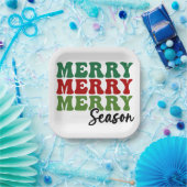 Merry Merry Season - Retro Holiday Art Papieren Bordje (Feest)