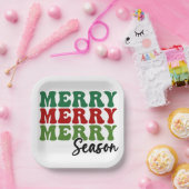 Merry Merry Season - Retro Holiday Art Papieren Bordje (Feest)