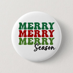 Merry Merry Season - Retro Holiday Art Ronde Button 5,7 Cm