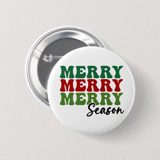 Merry Merry Season - Retro Holiday Art Ronde Button 5,7 Cm (Voorkant /achterkant)