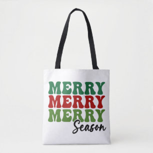 Merry Merry Season - Retro Holiday Art Tote Bag