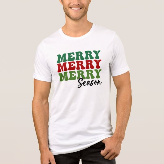 Merry Merry Season - Retro Holiday Art Tri-Blend Shirt (Voorkant)