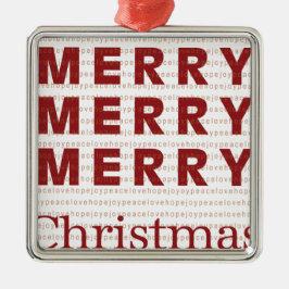 Merry, Merry, Vrolijk Kerstfeest Metalen Ornament