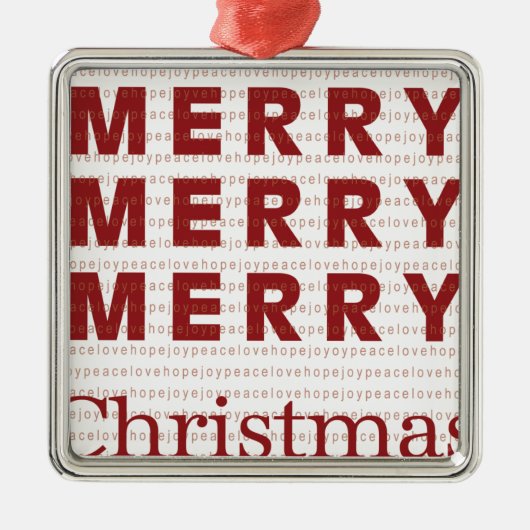 Merry, Merry, Vrolijk Kerstfeest Metalen Ornament (Voorkant)