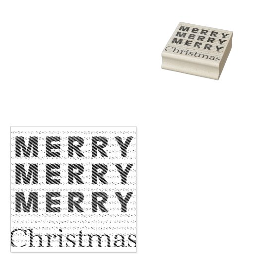 Merry, Merry, Vrolijk Kerstfeest Rubberstempel (Gestempeld)
