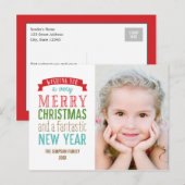 Merry Message Holiday Photo Card Briefkaart - Whit (Voorkant / Achterkant)