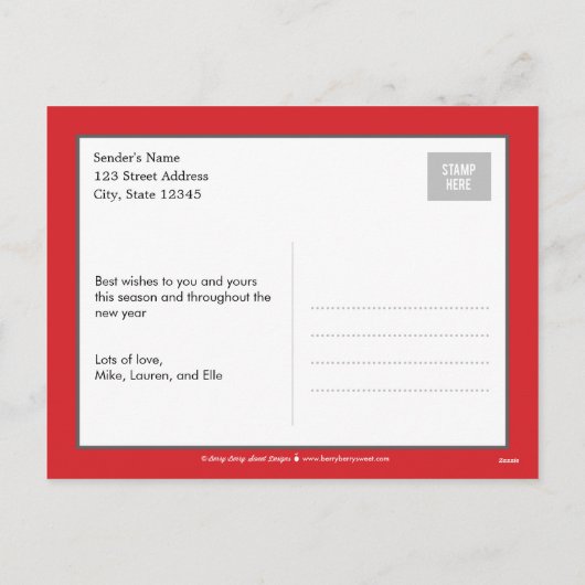 Merry Message Holiday Photo Card Briefkaart - Whit (Achterkant)