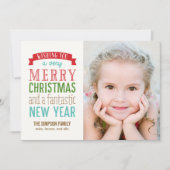 Merry Message Holiday Photo Card - White Feestdagenkaart (Voorkant)