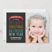 Merry Message Holiday Photo Card - zwart Feestdagenkaart (Voorkant)