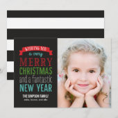 Merry Message Holiday Photo Card - zwart Feestdagenkaart (Voorkant / Achterkant)