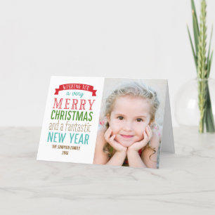 Merry Message Holiday Photo Cards - White Feestdagen Kaart