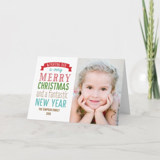 Merry Message Holiday Photo Cards - White Feestdagen Kaart (Voorkant)