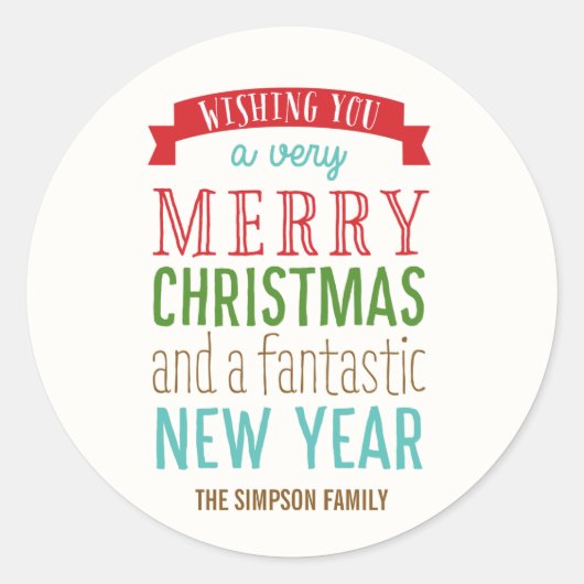 Merry Message Vakantie Sticker of Envelope Seal (Voorkant)