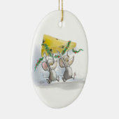 Merry Mice Mic en Mac Oval Ornament (Rechts)