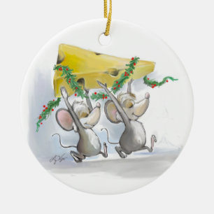 Merry Mice Mic & Mac Circle Ornament