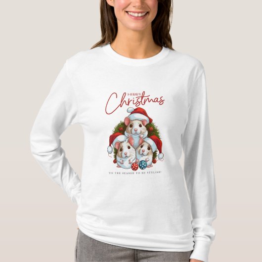 Merry Mice Trio: Whisking You Christmas Cheer T-shirt (Voorkant)
