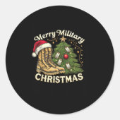 Merry Military Christmas Festive Military Boots &a Ronde Sticker (Voorkant)