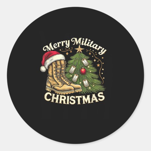 Merry Military Christmas Festive Military Boots &a Ronde Sticker (Voorkant)