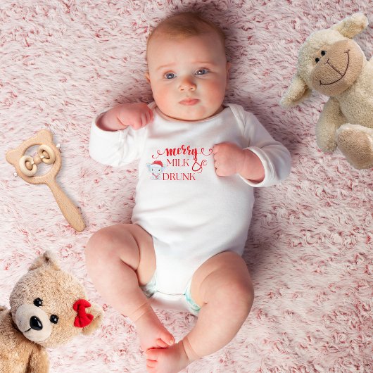 "Merry & milk drink" schattig kerst Romper