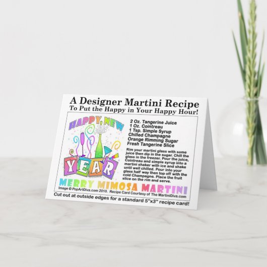 MERRY MIMOSA - JARENKAART MARTINI RECIPE FEESTDAGEN KAART (Voorkant)