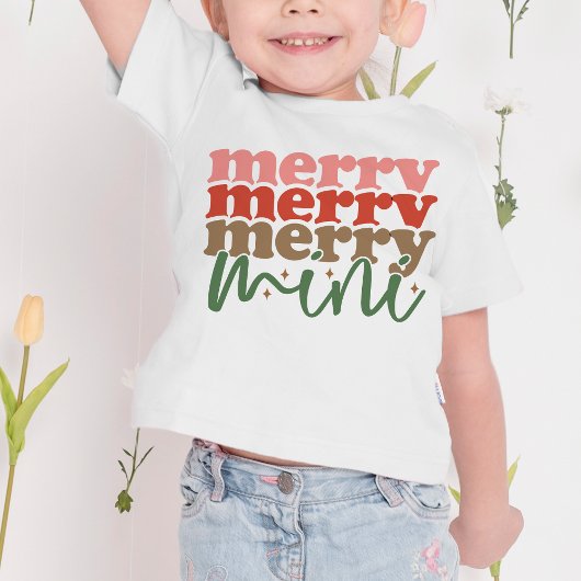 Merry Mini Retro Groovy Kerst Feestdagen Kinder Shirts