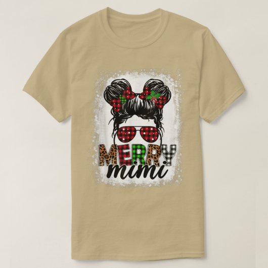 Merry Mini Xmas Buffalo Pset Leopard Messy Bun Bl T-shirt (Design voorkant)