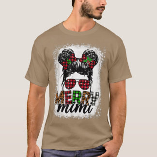 Merry Mini Xmas Buffalo Pset Leopard Messy Bun Bl T-shirt
