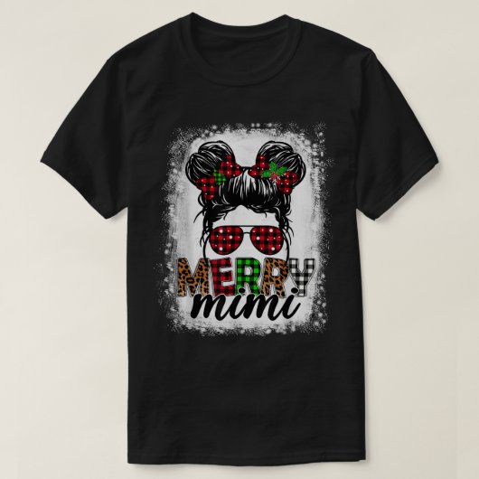Merry Mini Xmas Buffalo Pset Leopard Messy Bun Bl T-shirt (Design voorkant)