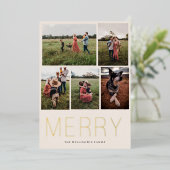 Merry minimalist 5 Foto Folie Feestdagenkaart (Staand Voorkant)
