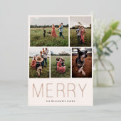 Merry minimalist 5 Foto Folie Feestdagenkaart (Staand Voorkant)