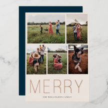 Merry minimalist 5 Photo Folie Holiday Card