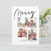 Merry minimalist | Drie-kerstfotocollage Feestdagenkaart (Staand voorkant)