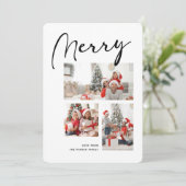 Merry minimalist | Drie-kerstfotocollage Feestdagenkaart (Staand voorkant)