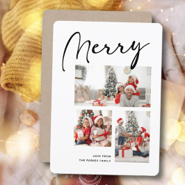 Merry minimalist | Drie-kerstfotocollage Feestdagenkaart