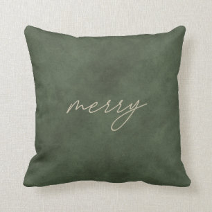 Merry: Minimalistische Dusty Green Velvet kerst  Kussen
