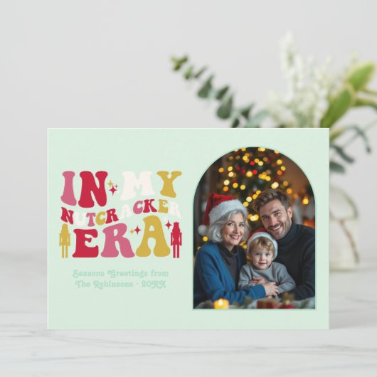 Merry Mint In My Nutcracker Era Christmas Photo Feestdagenkaart (Staand voorkant)